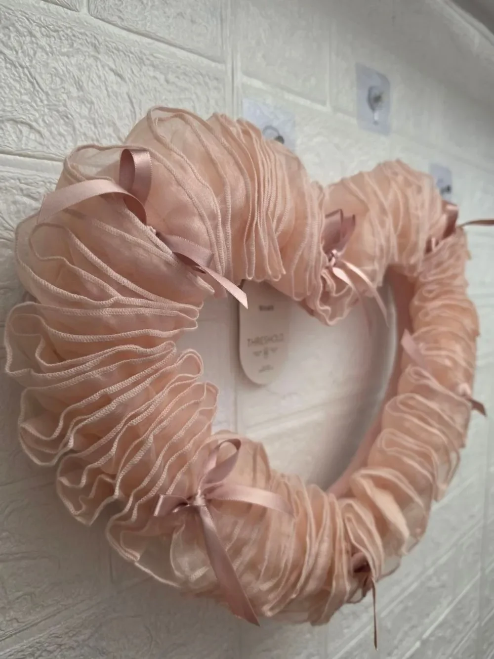New Valentine's Day Blush Pink Heart Wreath Lace Ribbon,  by Threshold 14